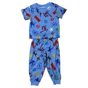 Marvel Boy's 2 Piece Soft Knit Short Sleeve and Pant Pajama Set